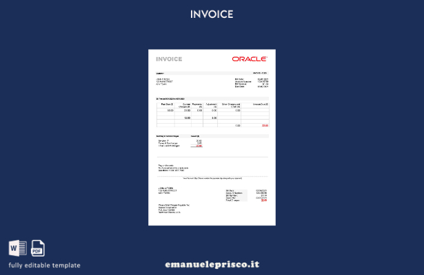 Modello di fattura Oracle USA in stile verificato